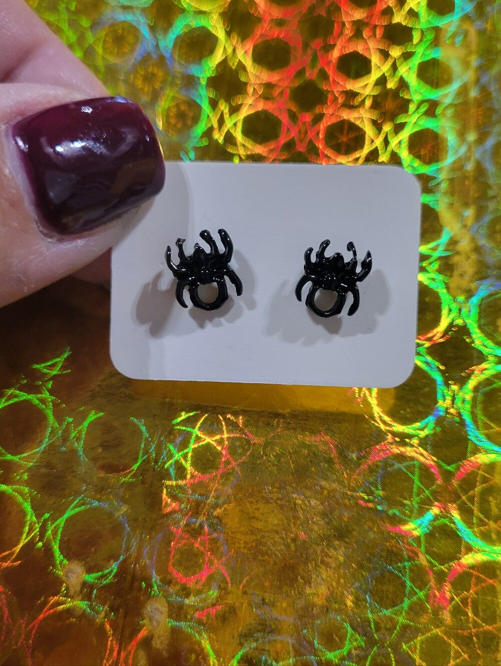 Dainty Black Spider Stud Earrings